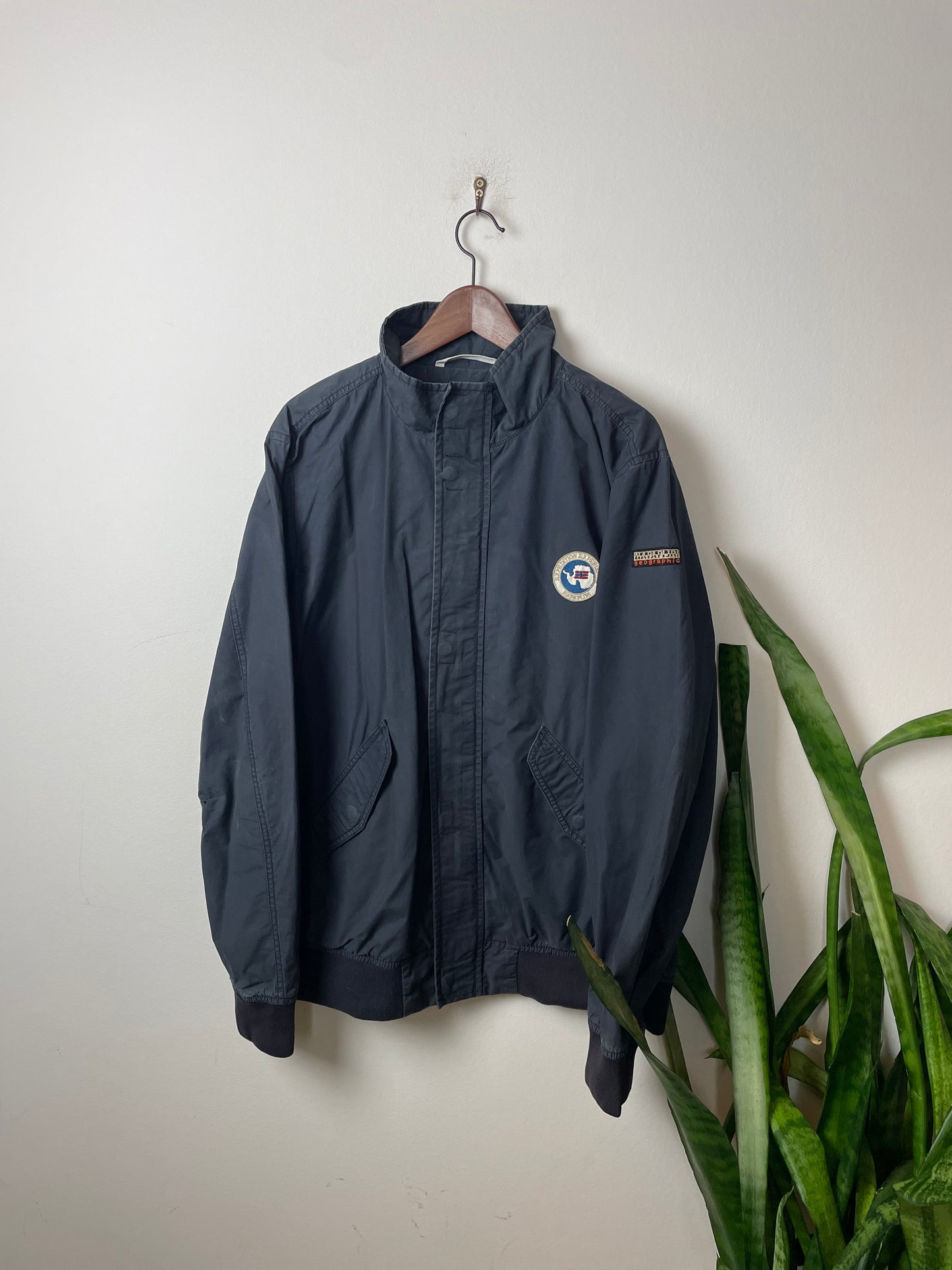 Vintage Napapijri Geographic Jacke Schwarz XXL - Schlichte & Warme Damen Jacke