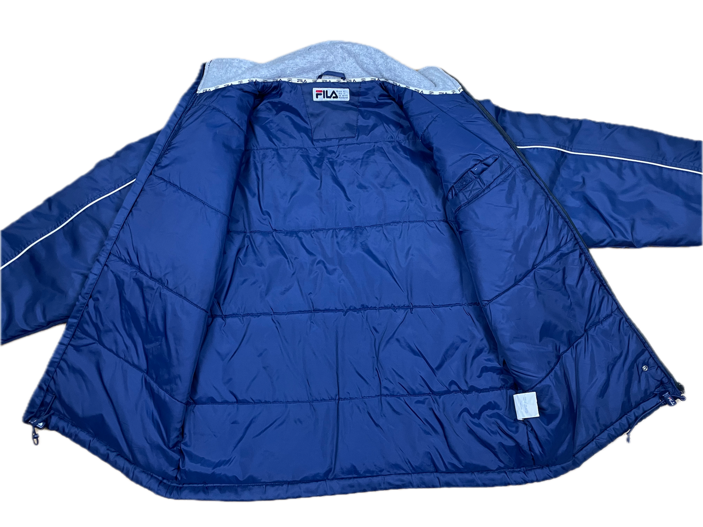 Vintage FILA Dicke Jacke Marineblau L - Warme Steppjacke für Herren