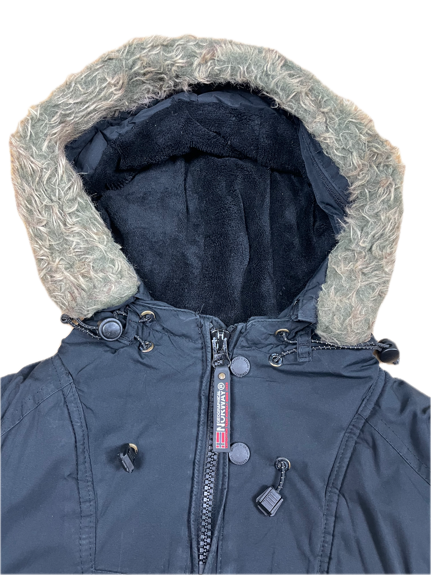 Vintage Geographical Norway Dicke Überziehjacke Schwarz S - Schlichte Herren Winterjacke