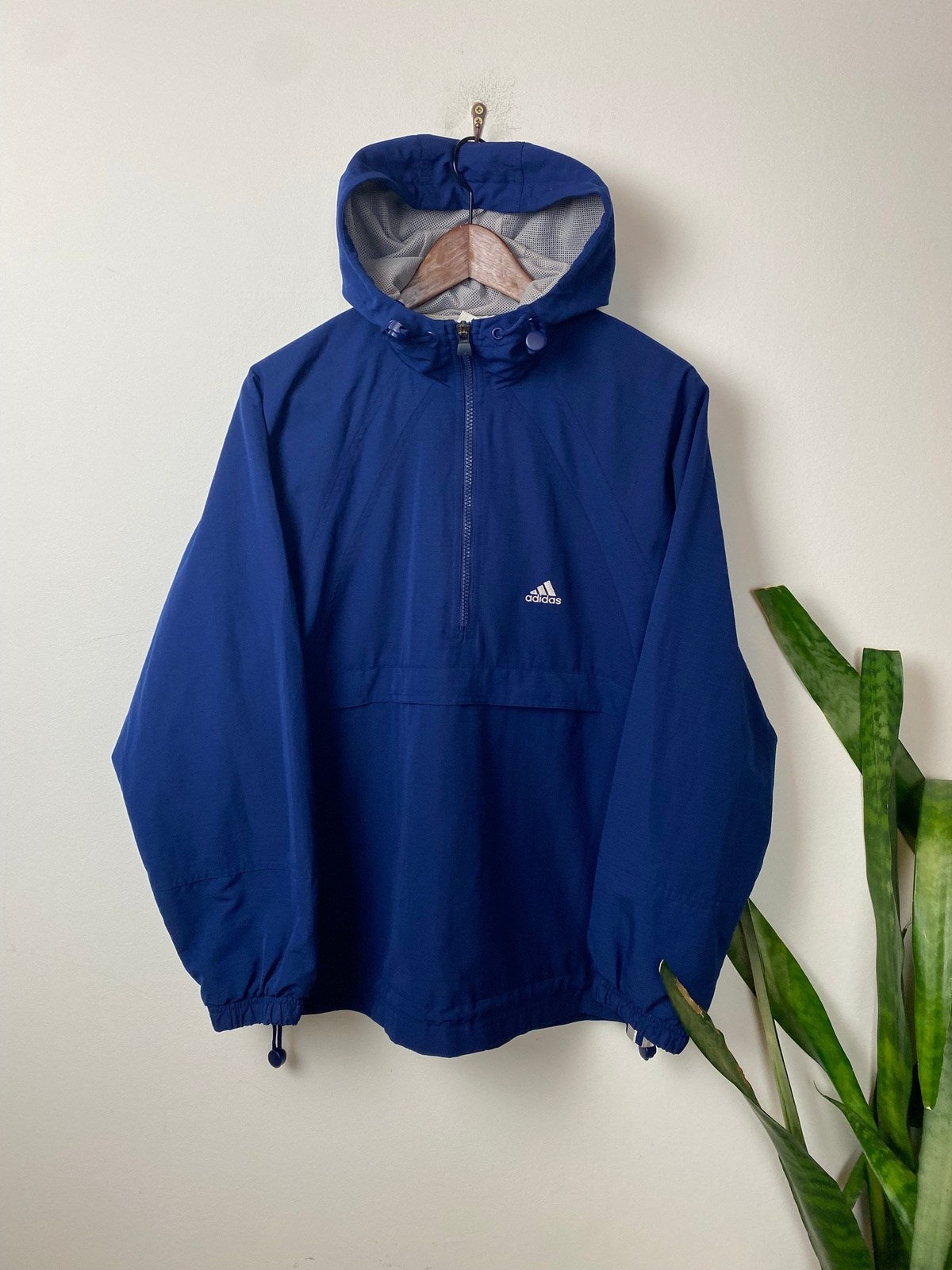 Vintage Adidas Half Zip Uberziehjacke Blau M Sportliche Leichte Herr