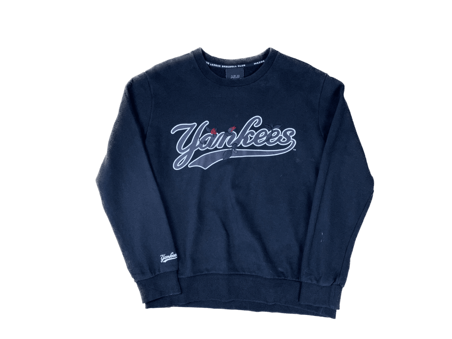 Vintage MLB Yankees Sweater Schwarz M - Robuster Sweater Vintage Klamotten, Secondhand Klamotten, Retro Mode, Nachhaltige Mode, Einzigartige Stücke, Zeitlose Mode, Umweltfreundliche Kleidung, Stilvolle Secondhand Mode, Hochwertige Vintage Kleidung