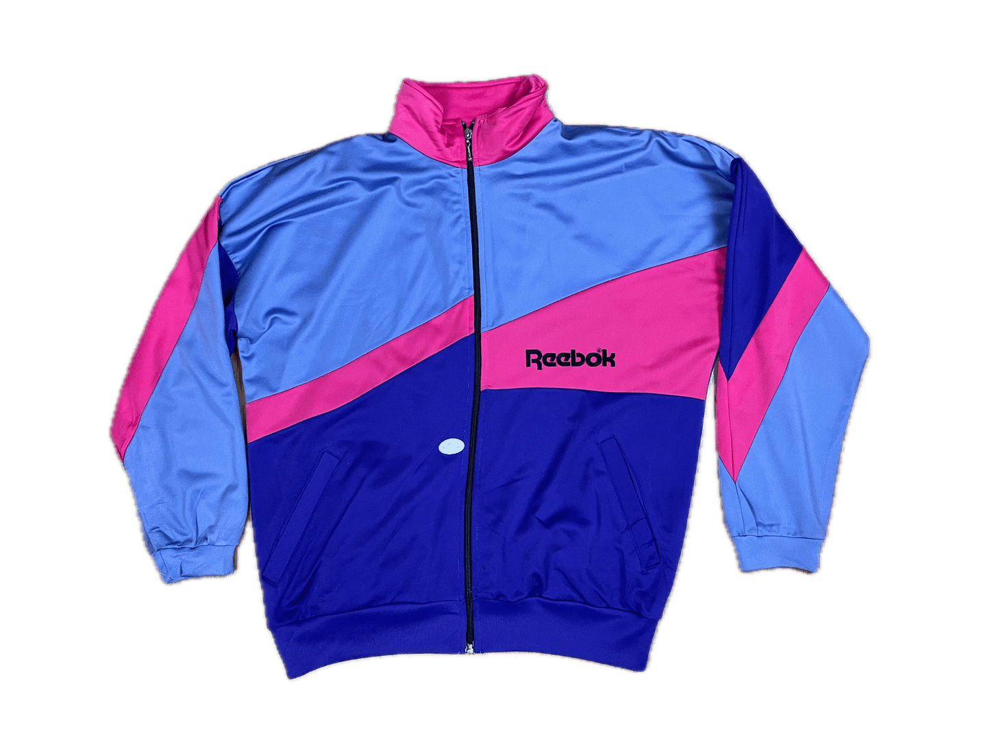 Vintage Reebok Trainingsjacke Bunt/Lila/Pink XL - Auffällige und Bequeme Jacke Vintage Klamotten, Secondhand Klamotten, Retro Mode, Nachhaltige Mode, Einzigartige Stücke, Zeitlose Mode, Umweltfreundliche Kleidung, Stilvolle Secondhand Mode, Hochwertige Vintage Kleidung