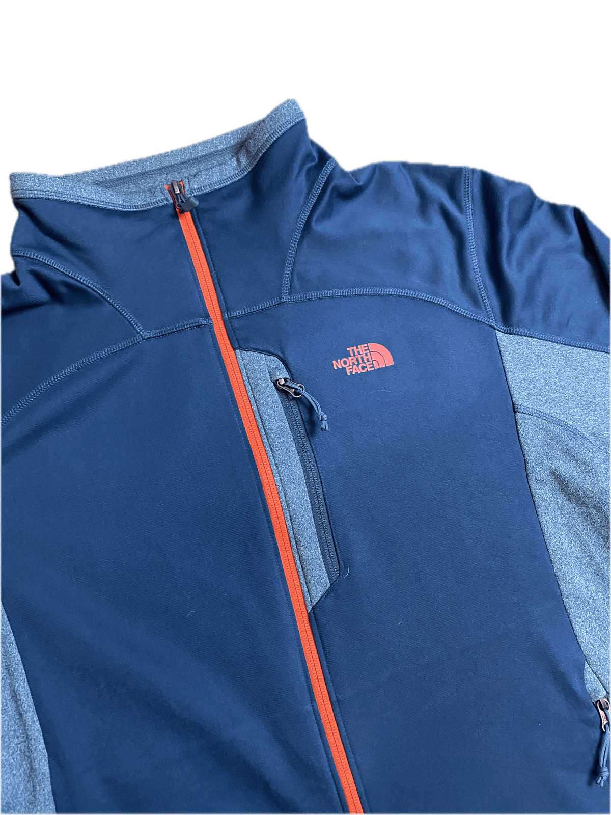 Vintage The North Face Jacke Blau/Grau XL - Herren Softshell Jacke Vintage Klamotten, Secondhand Klamotten, Retro Mode, Nachhaltige Mode, Einzigartige Stücke, Zeitlose Mode, Umweltfreundliche Kleidung, Stilvolle Secondhand Mode, Hochwertige Vintage Kleidung