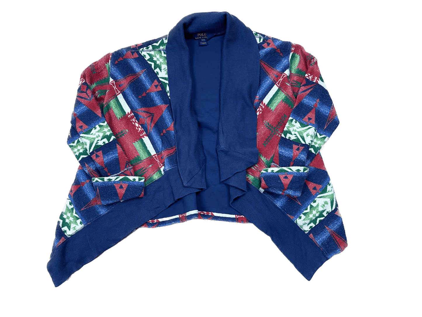Vintage Ralph Lauren Kurze Strickjacke Blau/Rot/Grün S - Schicke und Gemütliche Dünne Damen Jacke Vintage Klamotten, Secondhand Klamotten, Retro Mode, Nachhaltige Mode, Einzigartige Stücke, Zeitlose Mode, Umweltfreundliche Kleidung, Stilvolle Secondhand Mode, Hochwertige Vintage Kleidung