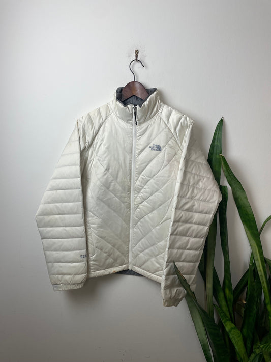 The North Face Puffer Jacket 550 Weiß L - Schlichte & Warme Damen Jacke