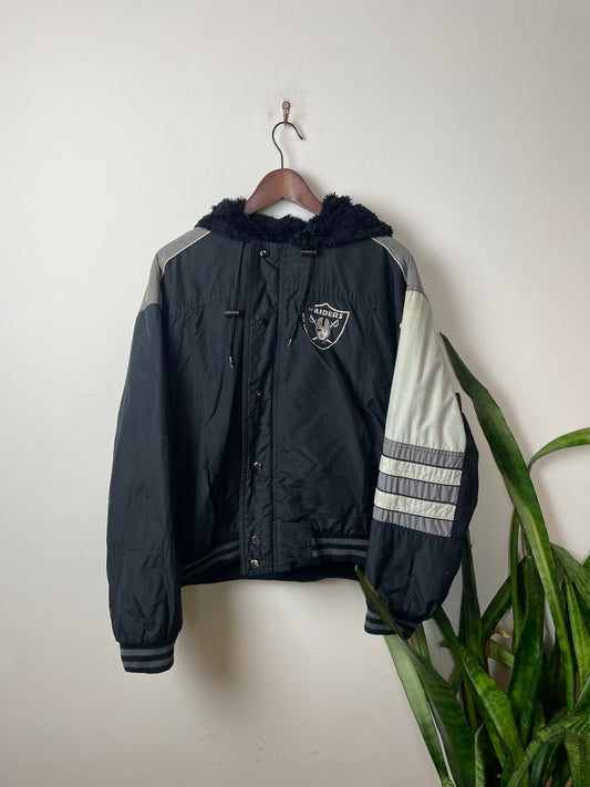 NFL Las Vegas Raiders Dicke Jacke Schwarz L-XL - Coole & Bequeme Herren Jacke