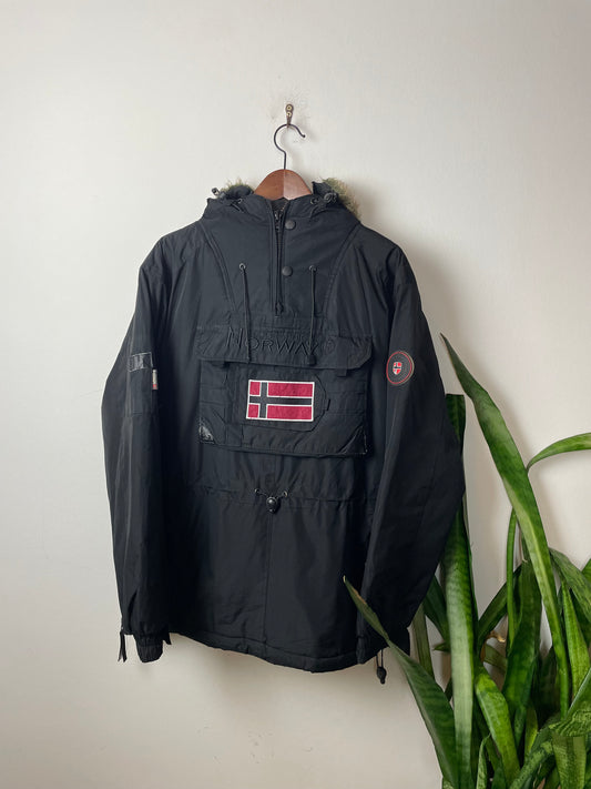 Geographical Norway Dicke Überziehjacke Schwarz L - Schlichte & Warme Winterjacke für Herren