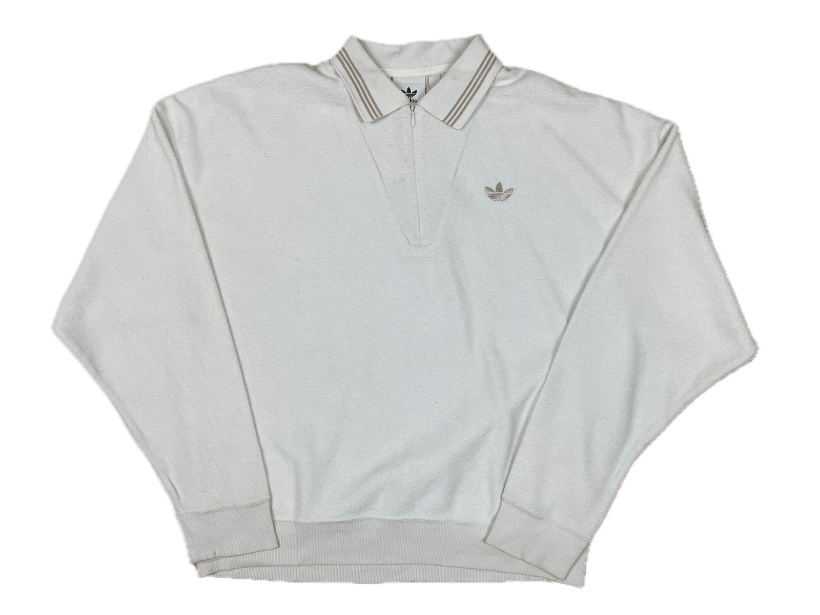 Real Vintage Adidas Half-Zip Sweater Weiß S - Klassischer und Bequemer Pullover Vintage Klamotten, Secondhand Klamotten, Retro Mode, Nachhaltige Mode, Einzigartige Stücke, Zeitlose Mode, Umweltfreundliche Kleidung, Stilvolle Secondhand Mode, Hochwertige Vintage Kleidung