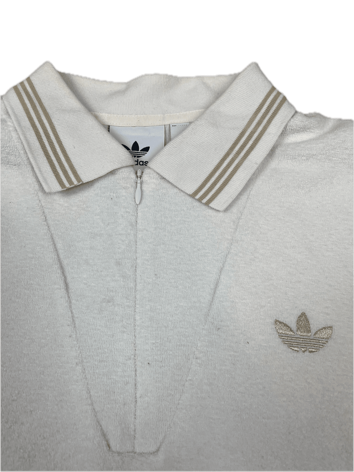 Real Vintage Adidas Half-Zip Sweater Weiß S - Klassischer und Bequemer Pullover Vintage Klamotten, Secondhand Klamotten, Retro Mode, Nachhaltige Mode, Einzigartige Stücke, Zeitlose Mode, Umweltfreundliche Kleidung, Stilvolle Secondhand Mode, Hochwertige Vintage Kleidung
