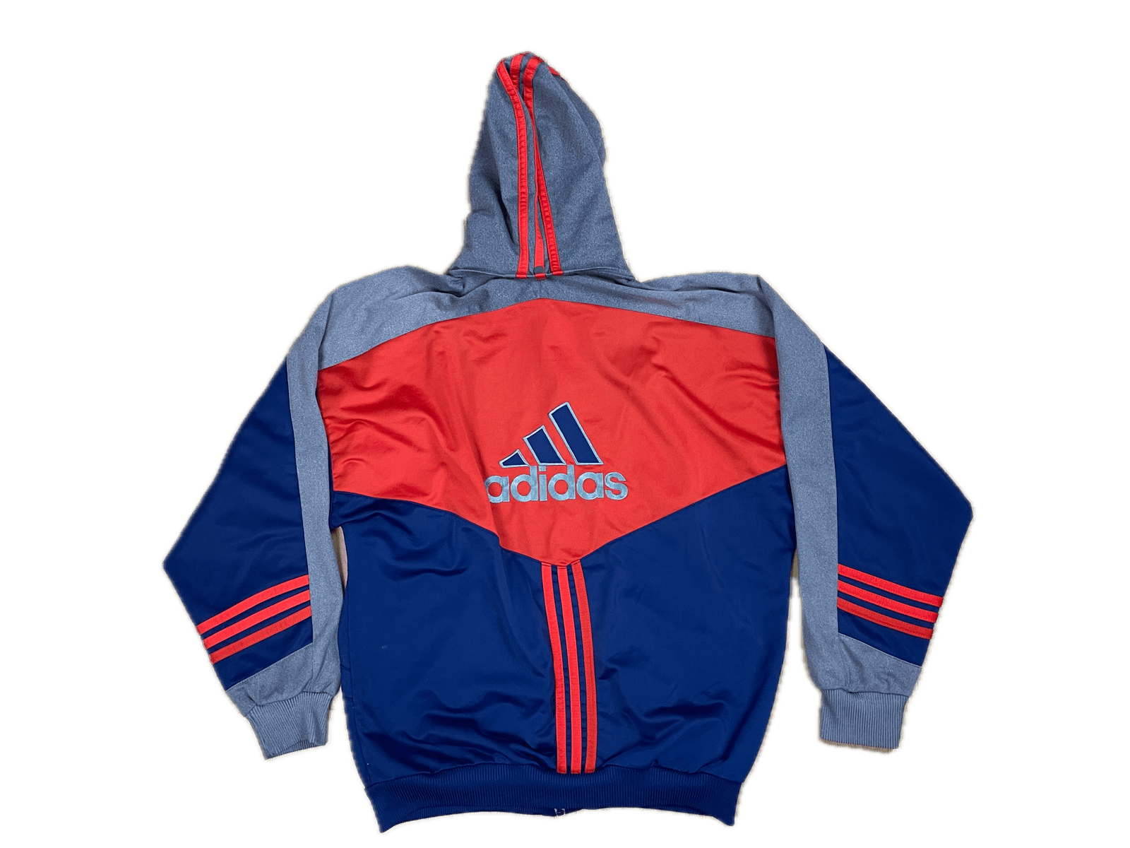 Vintage Adidas Trainingsjacke Grau Blau Orange L - Retro Trainingsjacke mit Top Design Vintage Klamotten, Secondhand Klamotten, Retro Mode, Nachhaltige Mode, Einzigartige Stücke, Zeitlose Mode, Umweltfreundliche Kleidung, Stilvolle Secondhand Mode, Hochwertige Vintage Kleidung