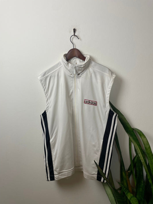 Vintage Adidas Weste Weiß L - Klassische und Vielseitige Weste Vintage Klamotten, Secondhand Klamotten, Retro Mode, Nachhaltige Mode, Einzigartige Stücke, Zeitlose Mode, Umweltfreundliche Kleidung, Stilvolle Secondhand Mode, Hochwertige Vintage Kleidung