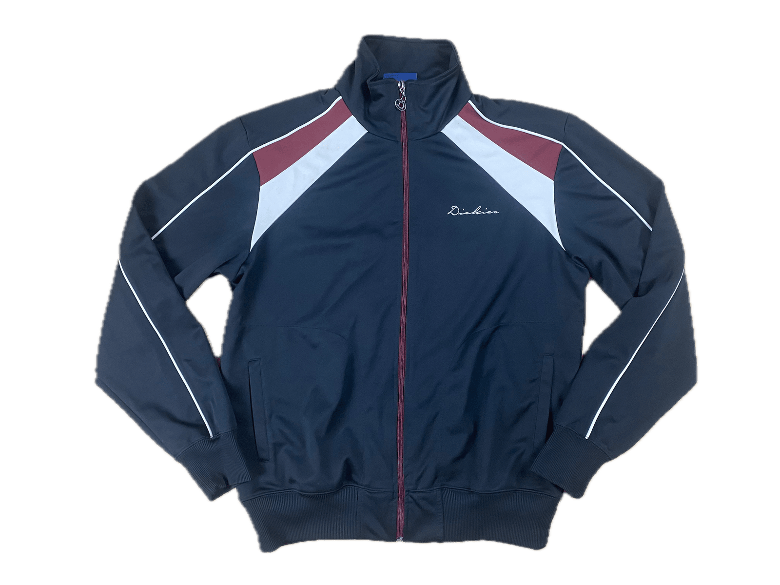 Vintage Dickies Trainingsjacke Schwarz/Rot/Weiß - Leichte Damen Sportjacke Vintage Klamotten, Secondhand Klamotten, Retro Mode, Nachhaltige Mode, Einzigartige Stücke, Zeitlose Mode, Umweltfreundliche Kleidung, Stilvolle Secondhand Mode, Hochwertige Vintage Kleidung