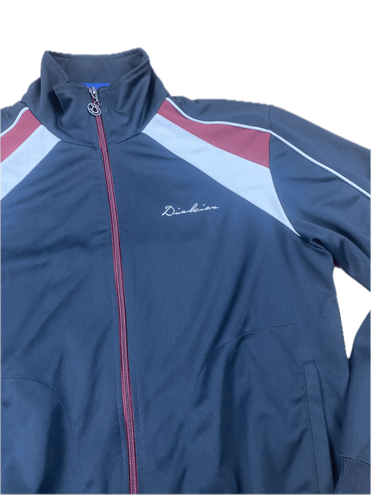 Vintage Dickies Trainingsjacke Schwarz/Rot/Weiß - Leichte Damen Sportjacke Vintage Klamotten, Secondhand Klamotten, Retro Mode, Nachhaltige Mode, Einzigartige Stücke, Zeitlose Mode, Umweltfreundliche Kleidung, Stilvolle Secondhand Mode, Hochwertige Vintage Kleidung