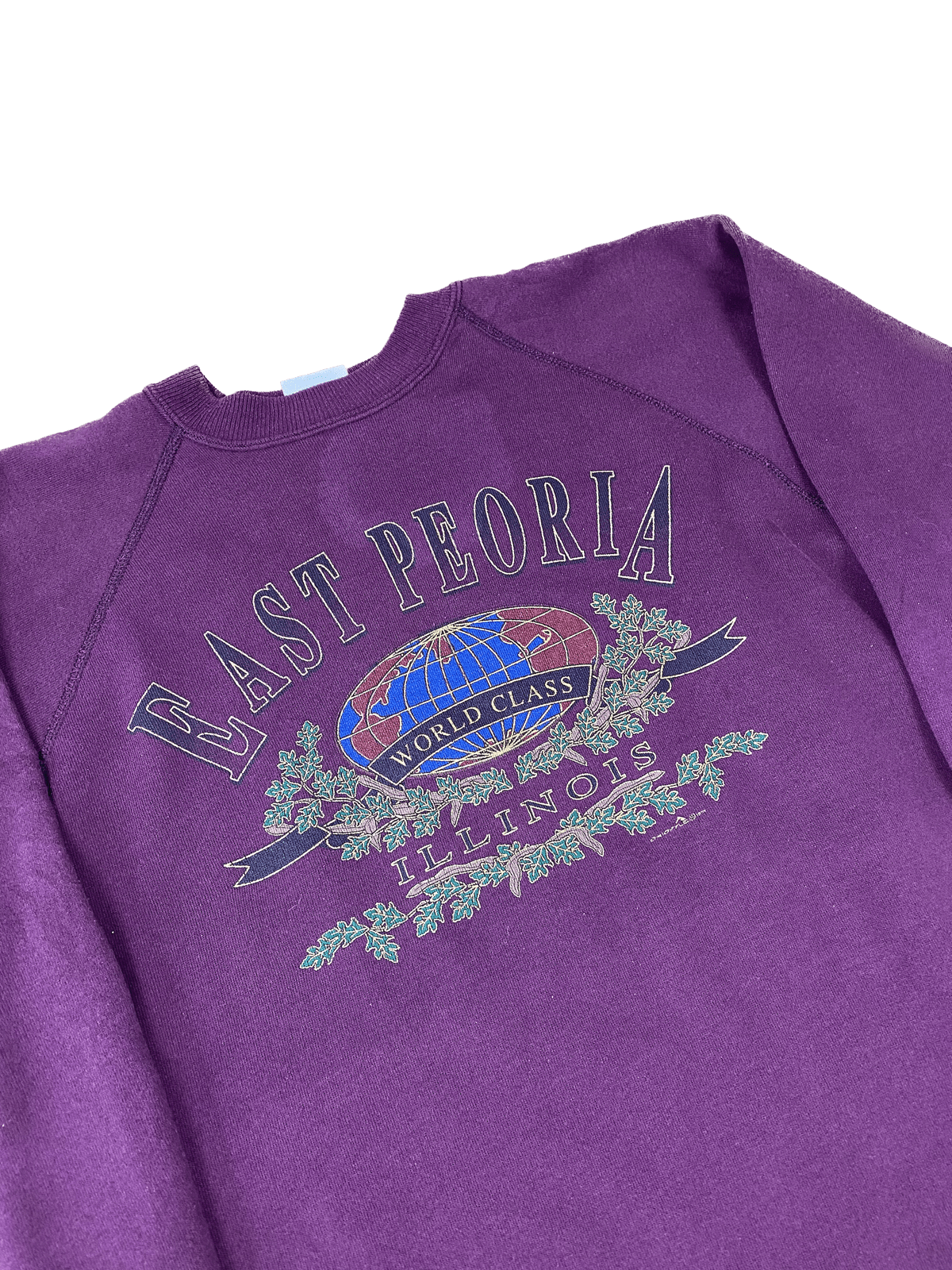 Vintage East Peoria Illinois Sweater Weinrot L - Klassischer und Bequemer Sweater Vintage Klamotten, Secondhand Klamotten, Retro Mode, Nachhaltige Mode, Einzigartige Stücke, Zeitlose Mode, Umweltfreundliche Kleidung, Stilvolle Secondhand Mode, Hochwertige Vintage Kleidung