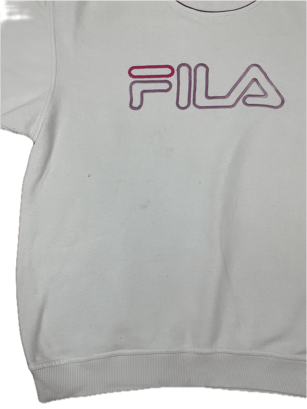Vintage Fila Sweater Pullover Weiß M - Klassischer und Bequemer Pullover Vintage Klamotten, Secondhand Klamotten, Retro Mode, Nachhaltige Mode, Einzigartige Stücke, Zeitlose Mode, Umweltfreundliche Kleidung, Stilvolle Secondhand Mode, Hochwertige Vintage Kleidung