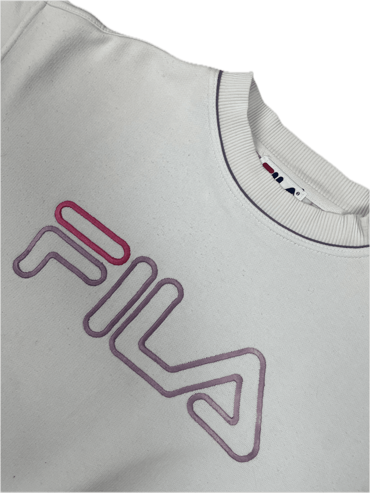Vintage Fila Sweater Pullover Weiß M - Klassischer und Bequemer Pullover Vintage Klamotten, Secondhand Klamotten, Retro Mode, Nachhaltige Mode, Einzigartige Stücke, Zeitlose Mode, Umweltfreundliche Kleidung, Stilvolle Secondhand Mode, Hochwertige Vintage Kleidung