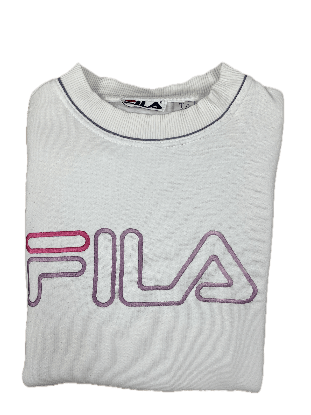 Vintage Fila Sweater Pullover Weiß M - Klassischer und Bequemer Pullover Vintage Klamotten, Secondhand Klamotten, Retro Mode, Nachhaltige Mode, Einzigartige Stücke, Zeitlose Mode, Umweltfreundliche Kleidung, Stilvolle Secondhand Mode, Hochwertige Vintage Kleidung