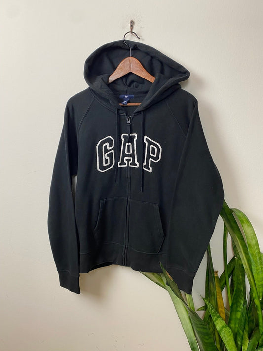 Vintage GAP Kapuzenjacke Schwarz XL - Leichte Damen Jacke Vintage Klamotten, Secondhand Klamotten, Retro Mode, Nachhaltige Mode, Einzigartige Stücke, Zeitlose Mode, Umweltfreundliche Kleidung, Stilvolle Secondhand Mode, Hochwertige Vintage Kleidung