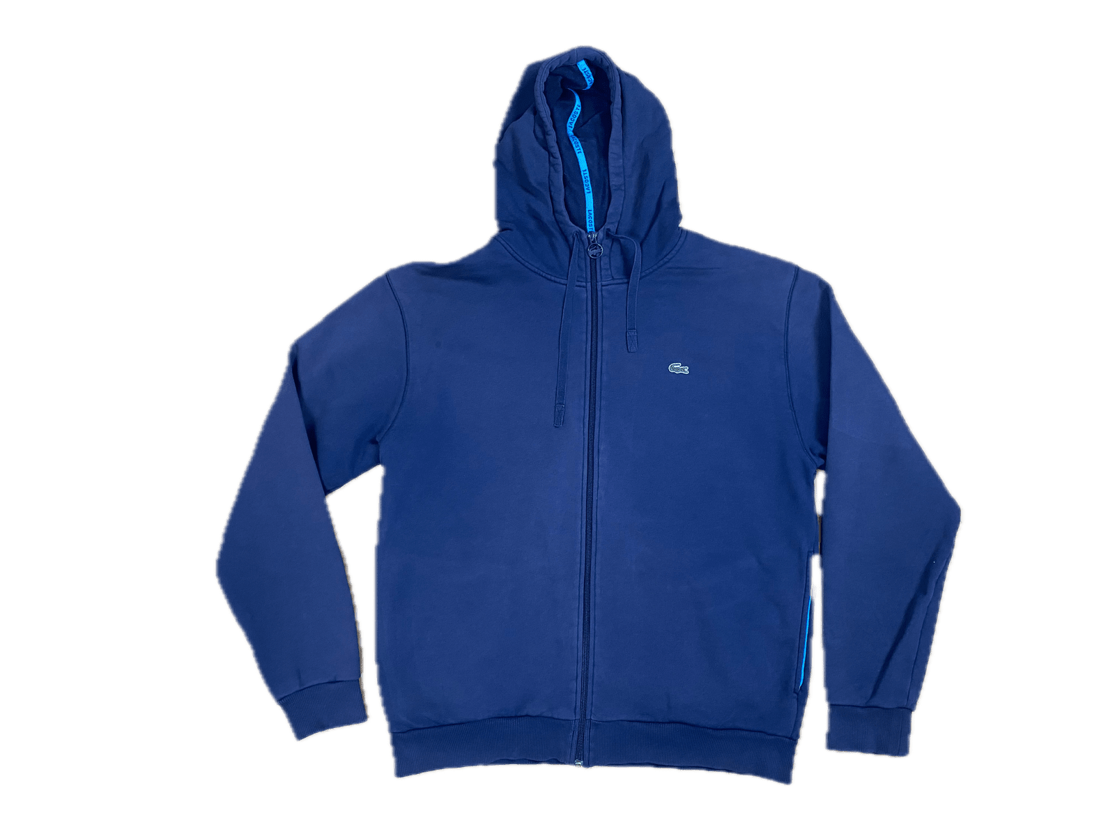 Vintage Lacoste Kapuzenjacke Dunkelblau M - Lockere Sportliche Herren Jacke Vintage Klamotten, Secondhand Klamotten, Retro Mode, Nachhaltige Mode, Einzigartige Stücke, Zeitlose Mode, Umweltfreundliche Kleidung, Stilvolle Secondhand Mode, Hochwertige Vintage Kleidung