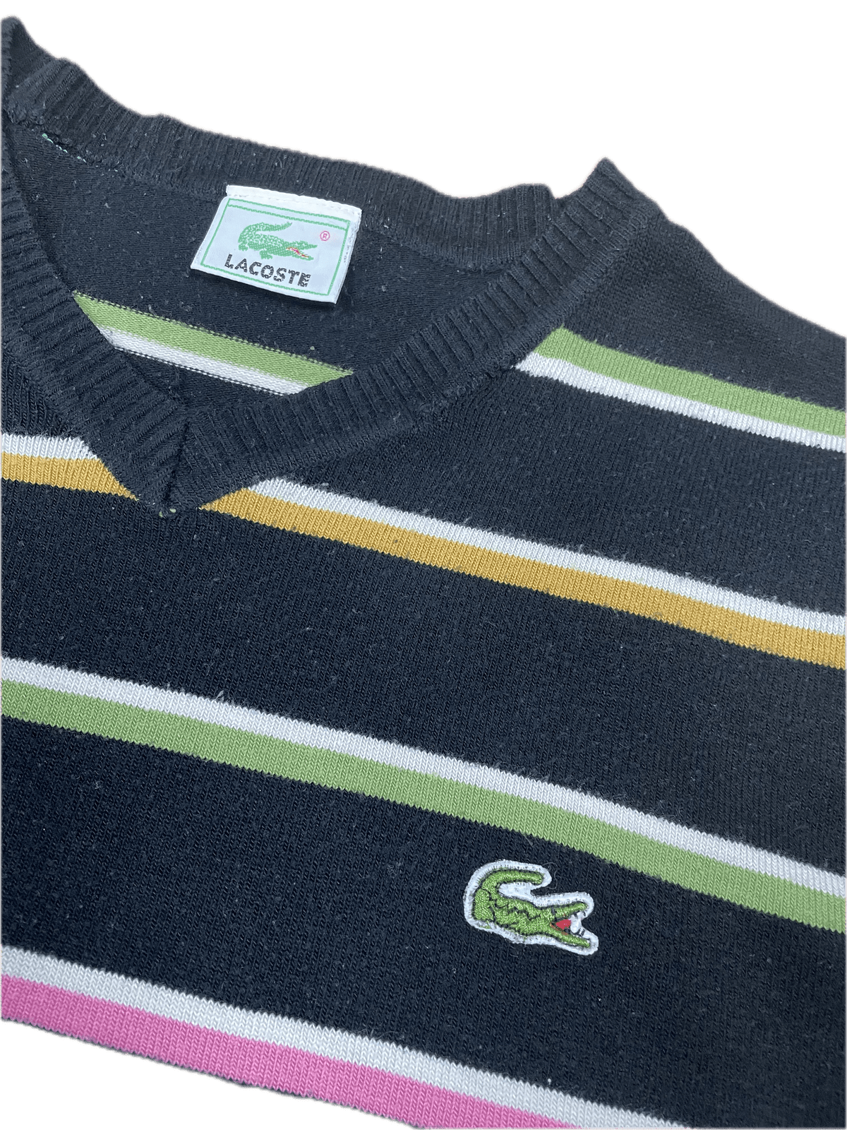 Vintage Lacoste Sweater Pullover Schwarz M - Klassischer und Bequemer Pullover Vintage Klamotten, Secondhand Klamotten, Retro Mode, Nachhaltige Mode, Einzigartige Stücke, Zeitlose Mode, Umweltfreundliche Kleidung, Stilvolle Secondhand Mode, Hochwertige Vintage Kleidung