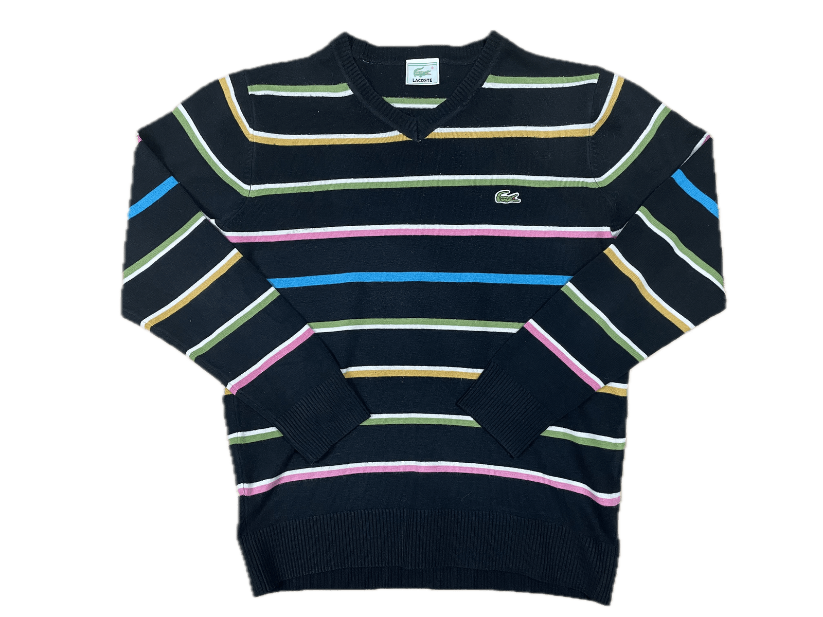 Vintage Lacoste Sweater Pullover Schwarz M - Klassischer und Bequemer Pullover Vintage Klamotten, Secondhand Klamotten, Retro Mode, Nachhaltige Mode, Einzigartige Stücke, Zeitlose Mode, Umweltfreundliche Kleidung, Stilvolle Secondhand Mode, Hochwertige Vintage Kleidung