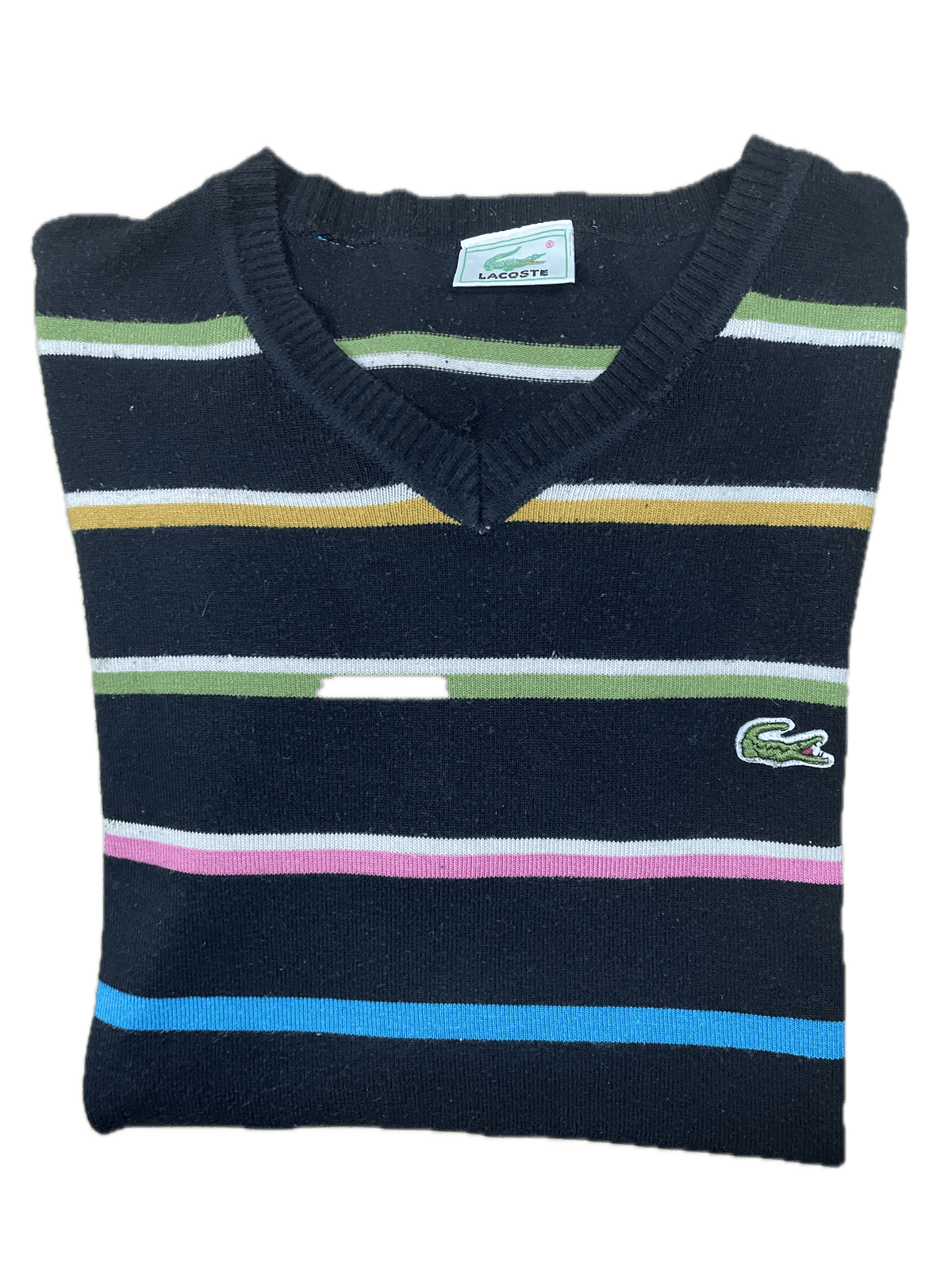 Vintage Lacoste Sweater Pullover Schwarz M - Klassischer und Bequemer Pullover Vintage Klamotten, Secondhand Klamotten, Retro Mode, Nachhaltige Mode, Einzigartige Stücke, Zeitlose Mode, Umweltfreundliche Kleidung, Stilvolle Secondhand Mode, Hochwertige Vintage Kleidung
