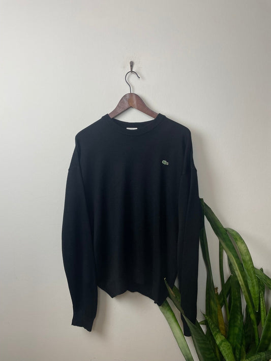 Vintage Lacoste Sweater Pullover Schwarz XL - Klassischer und Bequemer Pullover Vintage Klamotten, Secondhand Klamotten, Retro Mode, Nachhaltige Mode, Einzigartige Stücke, Zeitlose Mode, Umweltfreundliche Kleidung, Stilvolle Secondhand Mode, Hochwertige Vintage Kleidung