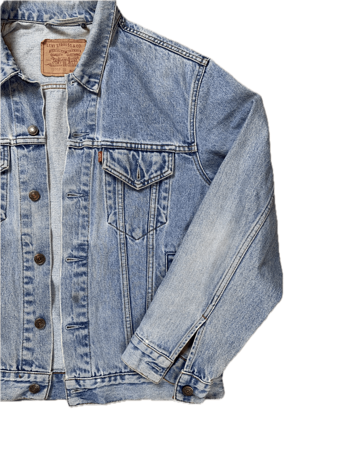 Vintage Levi‘s Jeansjacke Hellblau Verwaschen M - Basic Coole Herren Jacke Vintage Klamotten, Secondhand Klamotten, Retro Mode, Nachhaltige Mode, Einzigartige Stücke, Zeitlose Mode, Umweltfreundliche Kleidung, Stilvolle Secondhand Mode, Hochwertige Vintage Kleidung