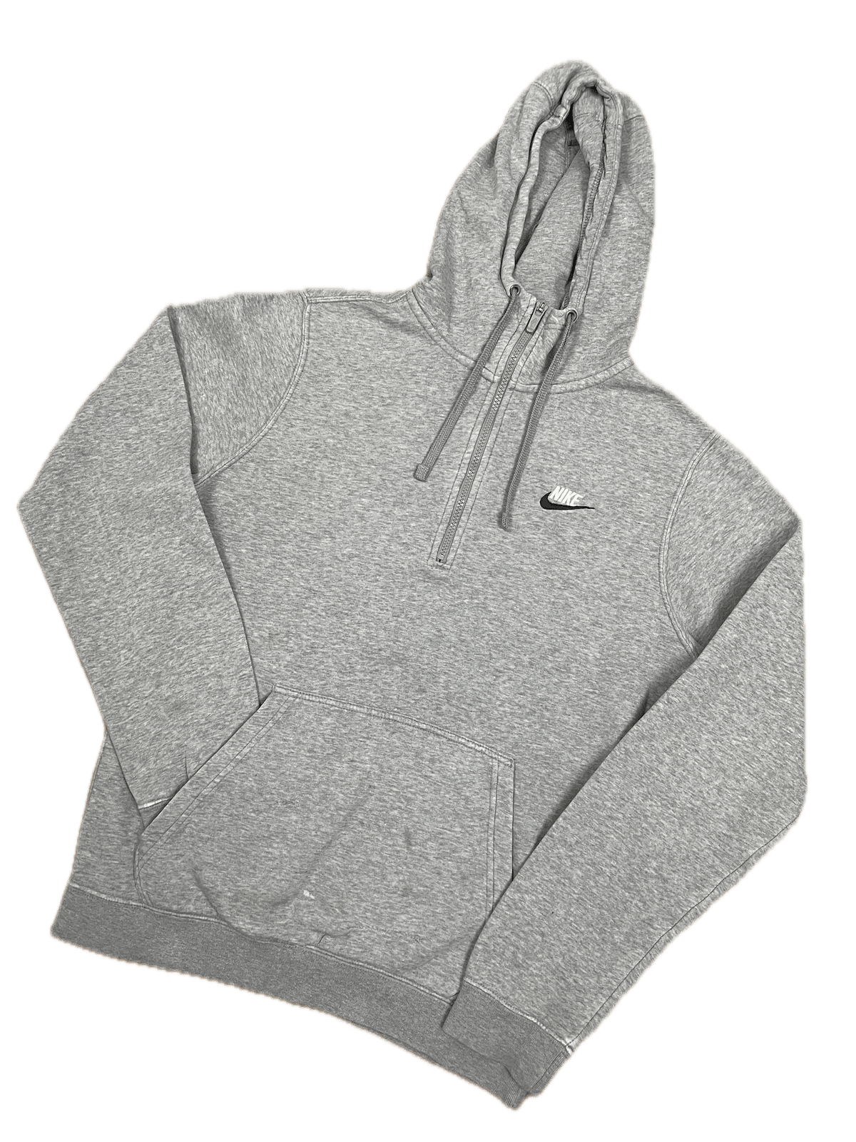 Vintage Nike Hoodie mit Half-Zip Grau S - Schlichter Sportlicher Herren Pullover Vintage Klamotten, Secondhand Klamotten, Retro Mode, Nachhaltige Mode, Einzigartige Stücke, Zeitlose Mode, Umweltfreundliche Kleidung, Stilvolle Secondhand Mode, Hochwertige Vintage Kleidung