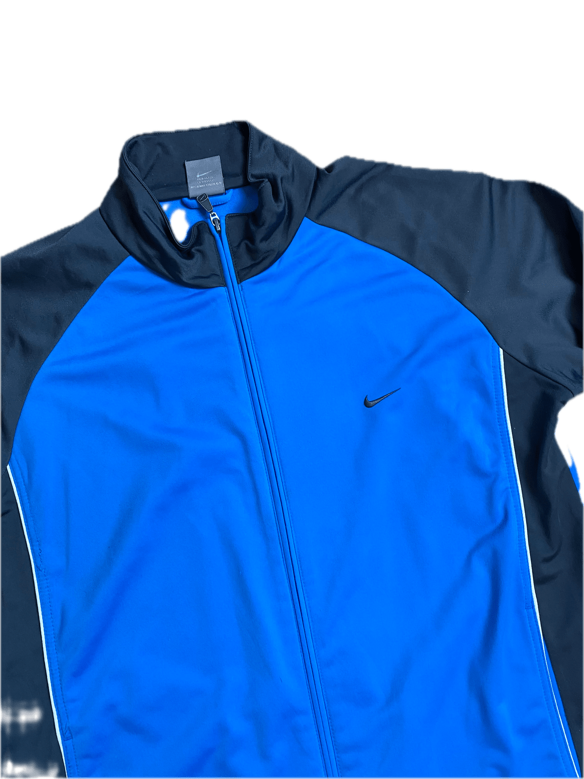 Vintage Nike Trainingsjacke Blau/Grau L - Leichte Sportliche Herren Jacke Vintage Klamotten, Secondhand Klamotten, Retro Mode, Nachhaltige Mode, Einzigartige Stücke, Zeitlose Mode, Umweltfreundliche Kleidung, Stilvolle Secondhand Mode, Hochwertige Vintage Kleidung