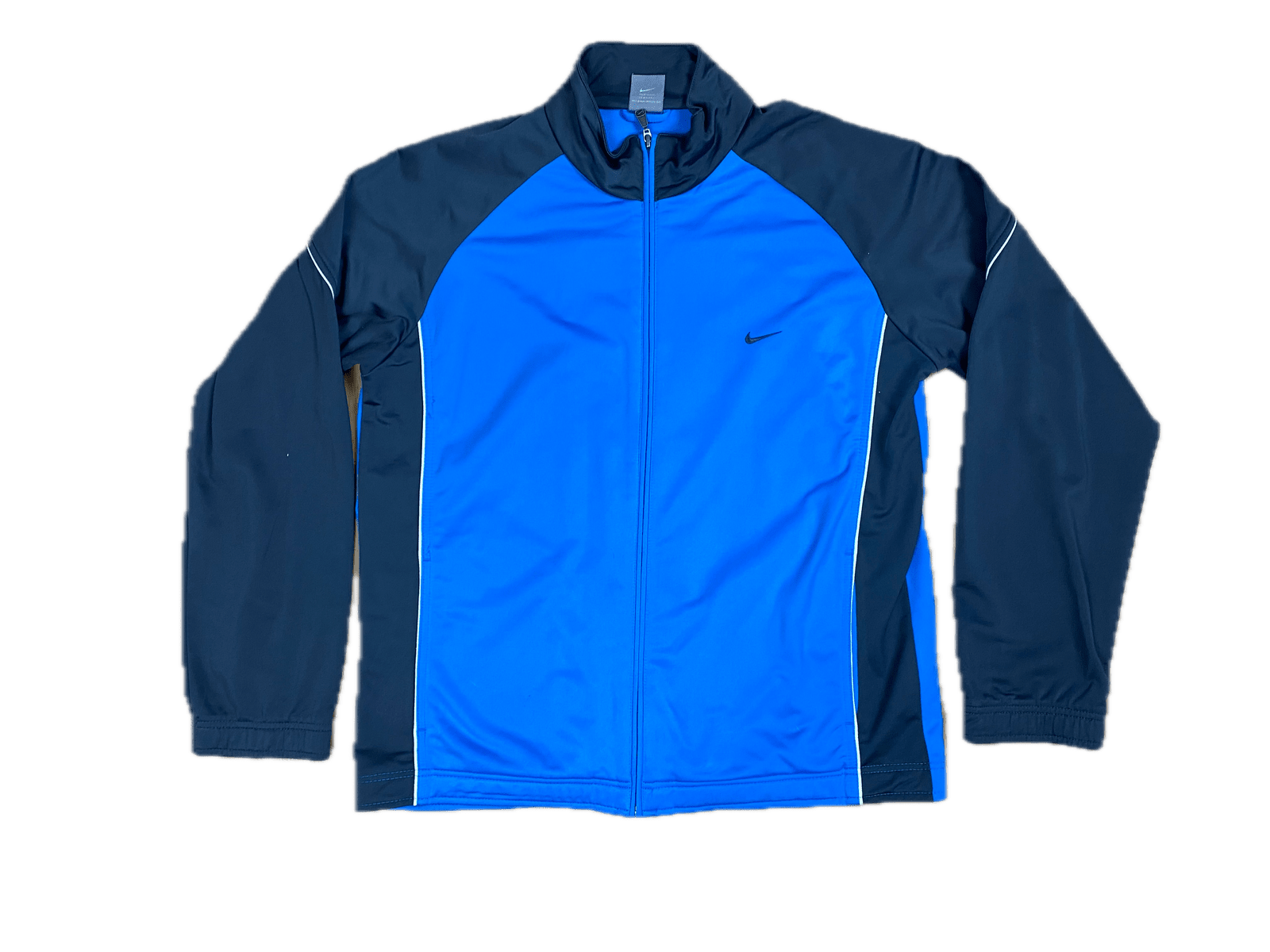 Vintage Nike Trainingsjacke Blau/Grau L - Leichte Sportliche Herren Jacke Vintage Klamotten, Secondhand Klamotten, Retro Mode, Nachhaltige Mode, Einzigartige Stücke, Zeitlose Mode, Umweltfreundliche Kleidung, Stilvolle Secondhand Mode, Hochwertige Vintage Kleidung