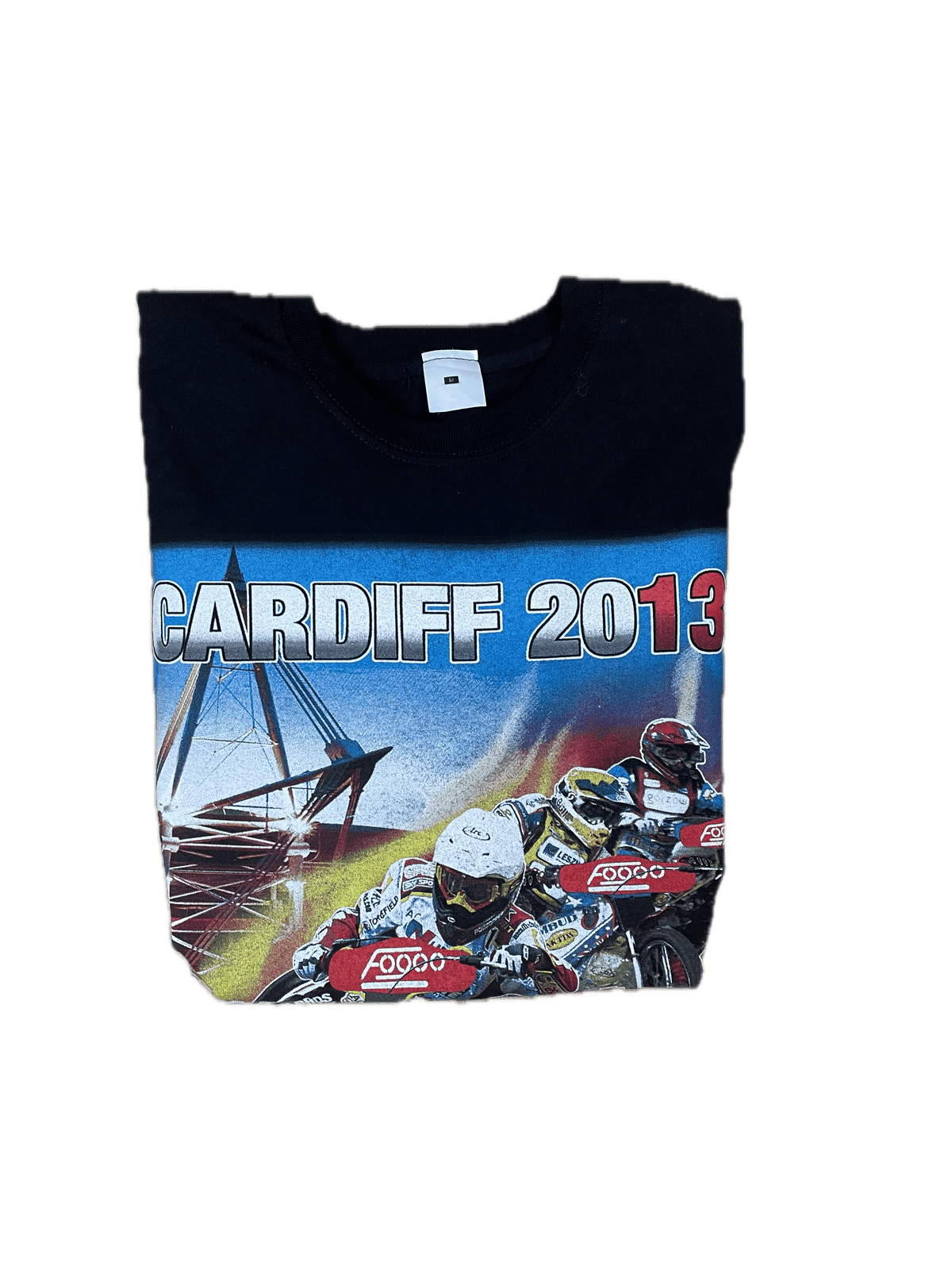 Vintage Printed Shirt Cardiff 2013 British GP Schwarz M - Damen Shirt mit Aufdruck Vintage Klamotten, Secondhand Klamotten, Retro Mode, Nachhaltige Mode, Einzigartige Stücke, Zeitlose Mode, Umweltfreundliche Kleidung, Stilvolle Secondhand Mode, Hochwertige Vintage Kleidung