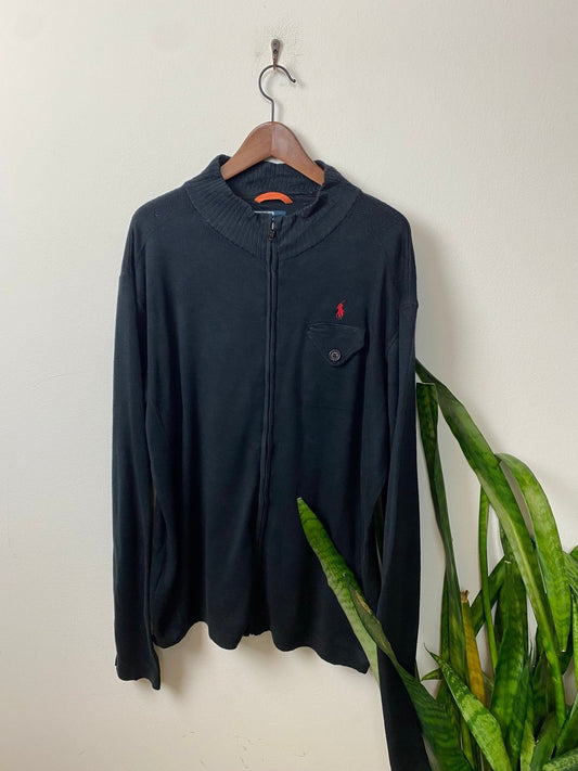 Vintage Ralph Lauren Strickjacke Schwarz XXL - Dünne und Schlichte Damen Jacke Vintage Klamotten, Secondhand Klamotten, Retro Mode, Nachhaltige Mode, Einzigartige Stücke, Zeitlose Mode, Umweltfreundliche Kleidung, Stilvolle Secondhand Mode, Hochwertige Vintage Kleidung