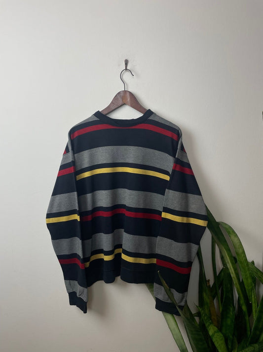 Vintage Ralph Lauren Sweater Grau/Schwarz/Rot/Gelb M - Schöner Gemütlicher Herren Pullover Vintage Klamotten, Secondhand Klamotten, Retro Mode, Nachhaltige Mode, Einzigartige Stücke, Zeitlose Mode, Umweltfreundliche Kleidung, Stilvolle Secondhand Mode, Hochwertige Vintage Kleidung