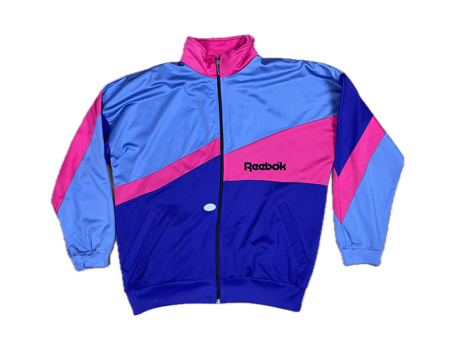Vintage Reebok Trainingsjacke Bunt/Lila/Pink XL - Auffällige und Bequeme Jacke Vintage Klamotten, Secondhand Klamotten, Retro Mode, Nachhaltige Mode, Einzigartige Stücke, Zeitlose Mode, Umweltfreundliche Kleidung, Stilvolle Secondhand Mode, Hochwertige Vintage Kleidung