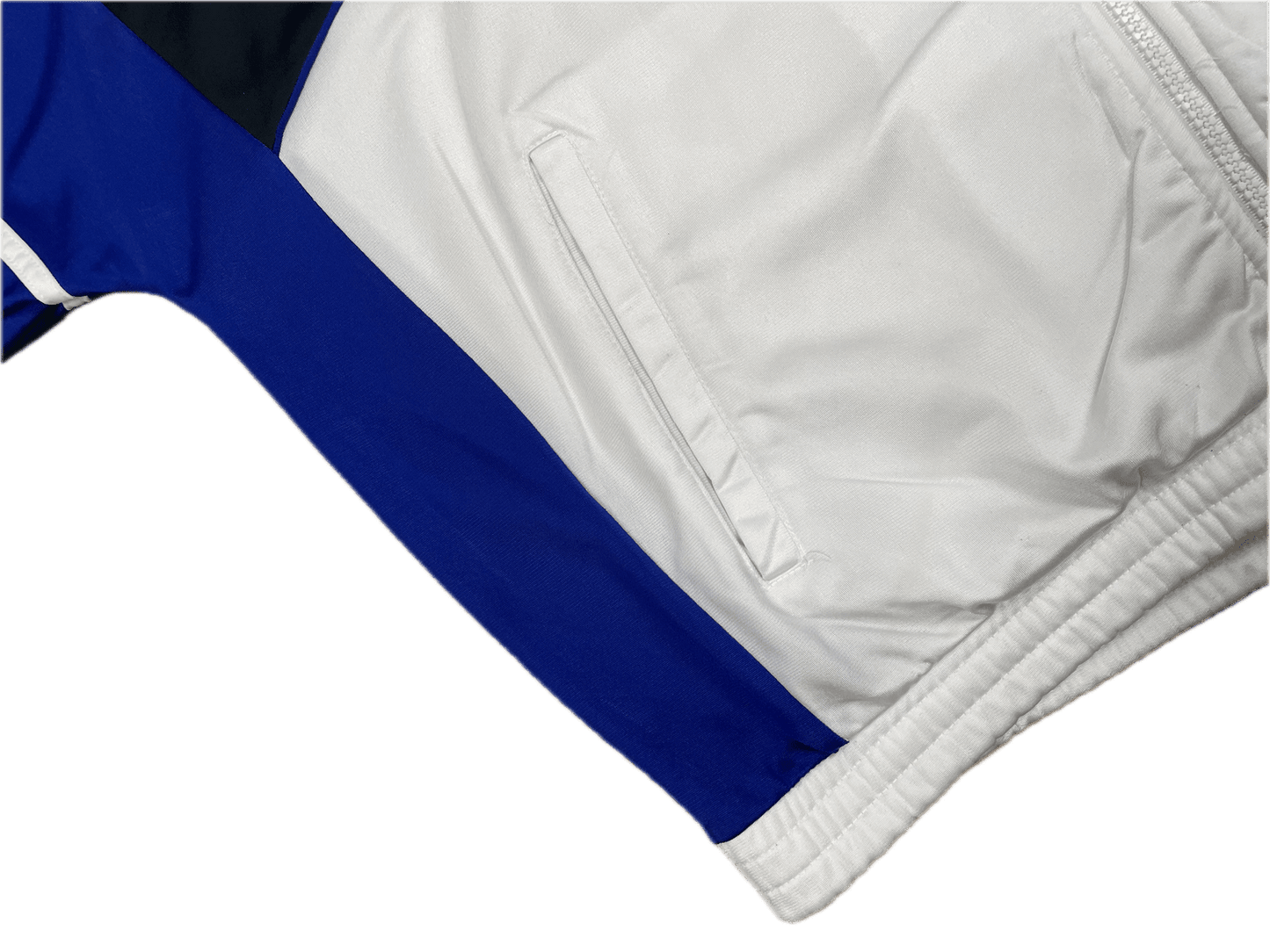 Vintage Reebok Trainingsjacke T-Shirt Weiß/Schwarz/Blau XL - Leichte und Sportliche Herren Jacke Vintage Klamotten, Secondhand Klamotten, Retro Mode, Nachhaltige Mode, Einzigartige Stücke, Zeitlose Mode, Umweltfreundliche Kleidung, Stilvolle Secondhand Mode, Hochwertige Vintage Kleidung