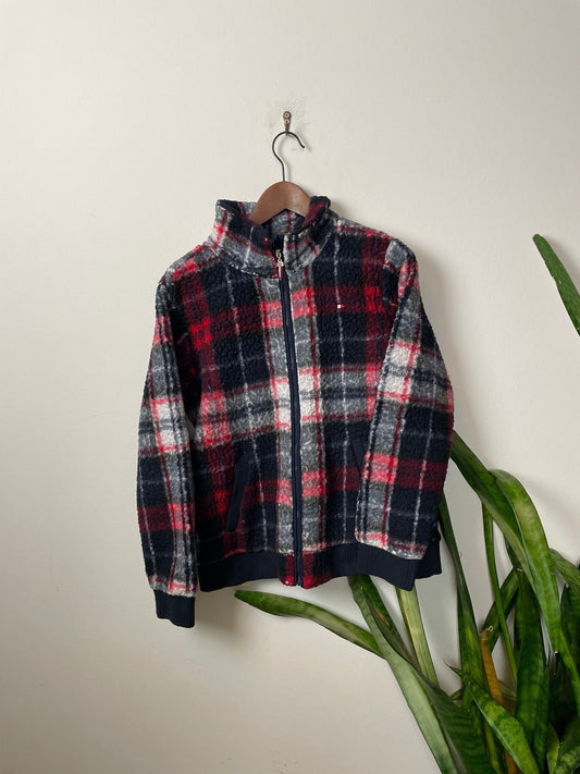 Vintage Tommy Hilfiger Leichte Karierte Jacke Schwarz/Rot/Weiß S - Herren Holzfäller Jacke Vintage Klamotten, Secondhand Klamotten, Retro Mode, Nachhaltige Mode, Einzigartige Stücke, Zeitlose Mode, Umweltfreundliche Kleidung, Stilvolle Secondhand Mode, Hochwertige Vintage Kleidung