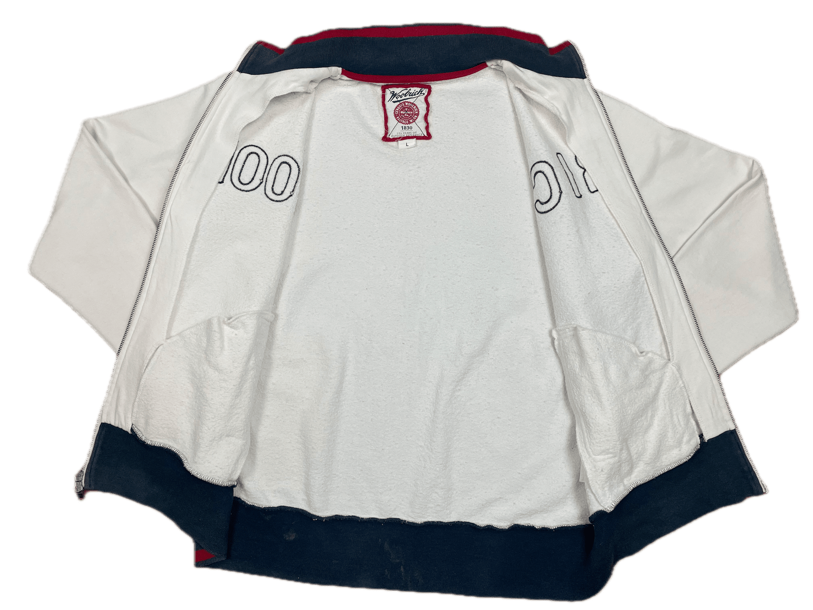 Vintage Woolrich Trainingsjacke Weiß L - Leichte und Lockere Jacke für Herren Vintage Klamotten, Secondhand Klamotten, Retro Mode, Nachhaltige Mode, Einzigartige Stücke, Zeitlose Mode, Umweltfreundliche Kleidung, Stilvolle Secondhand Mode, Hochwertige Vintage Kleidung