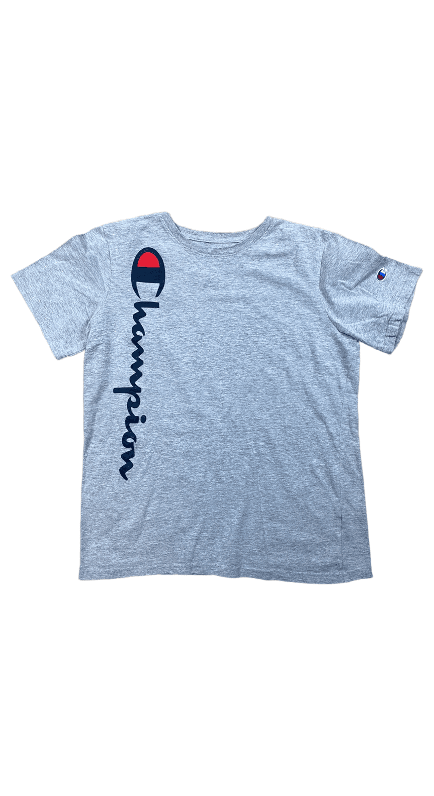 Vintage Champion T-Shirt Grau S - Basic sportliches Damen Shirt Vintage Klamotten, Secondhand Klamotten, Retro Mode, Nachhaltige Mode, Einzigartige Stücke, Zeitlose Mode, Umweltfreundliche Kleidung, Stilvolle Secondhand Mode, Hochwertige Vintage Kleidung